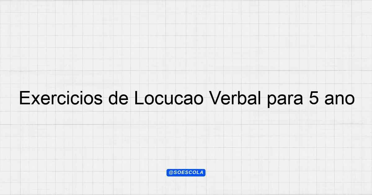 Locução Verbal 5 Ano - BINKEDU